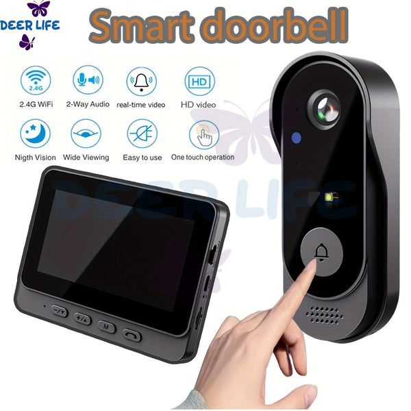 X8 Intelligent Wireless Doorbell, Visual Wi-Fi Doorbell, Waterproof Wireless Video Doorbell, Camera, Night Vision, Voice Converter, Photo And Video, Two-way Audio
