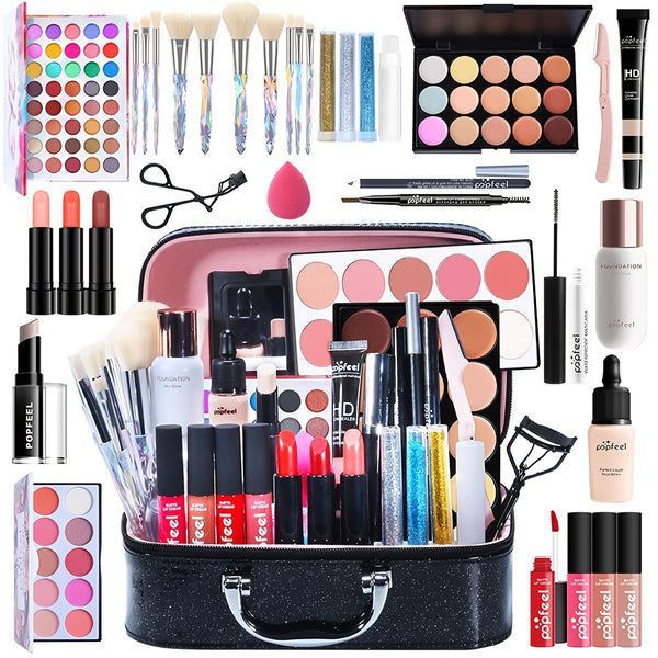 Luxury Makeup Gift Set - High Quality Full Range of Cosmetics, Equipped with Matching Tools And Travel Bags - Perfect for Mother'S Day, Pamper Her with Face, Eyes, Lips - A Thoughtful And Fashionable Beauty Set
