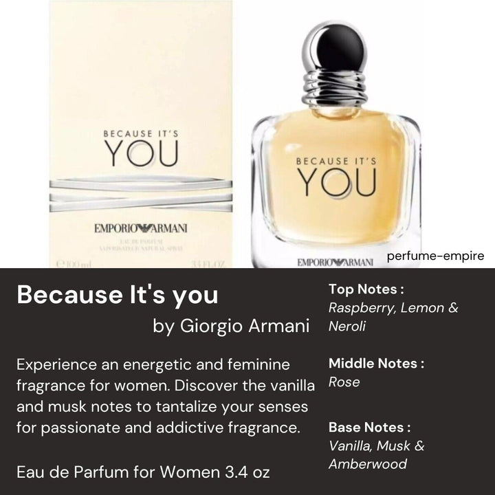Because It'S You Emporio by Armani Perfume Women EDP 3.3 / 3.4 Oz New in Box
