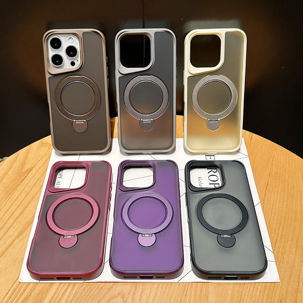 Adecuado para iPhone 16Pro Funda para teléfono con ventosa magnética y soporte giratorio de 360 ​​grados que se siente muy bien en la piel