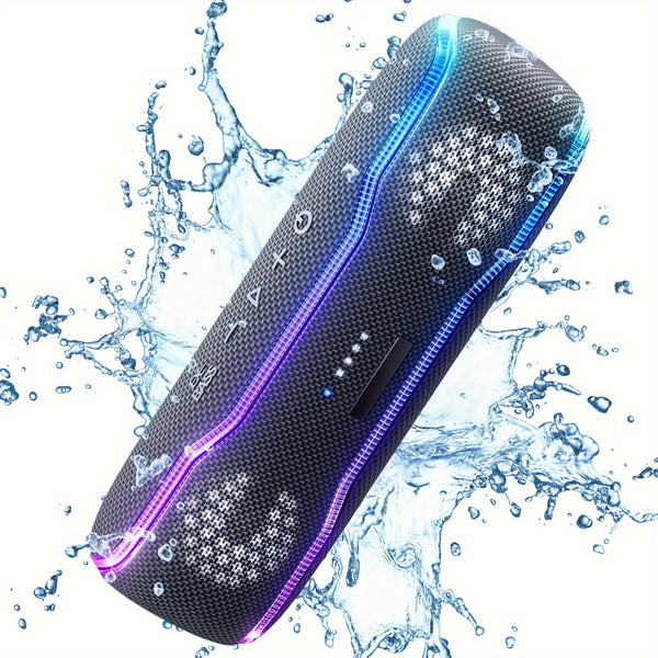 Portable Wireless Speaker, IPX7 Waterproof Wireless Speaker with Colorful Flashing Lights, 25W Super Bass 24H Playtime, 100ft Range, TWS Pairing for Outdoor, Home, Party, Beach, Travel