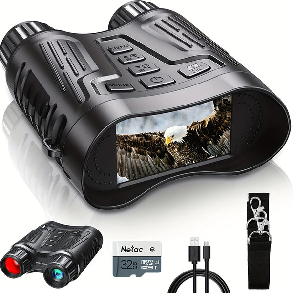 32GB 4K Infrared Night Vision Binoculars With 3.2" Screen, 8X Digital Zoom, Rechargeable Battery For Capturing Camping, Hunting, And Security Photos & Videos