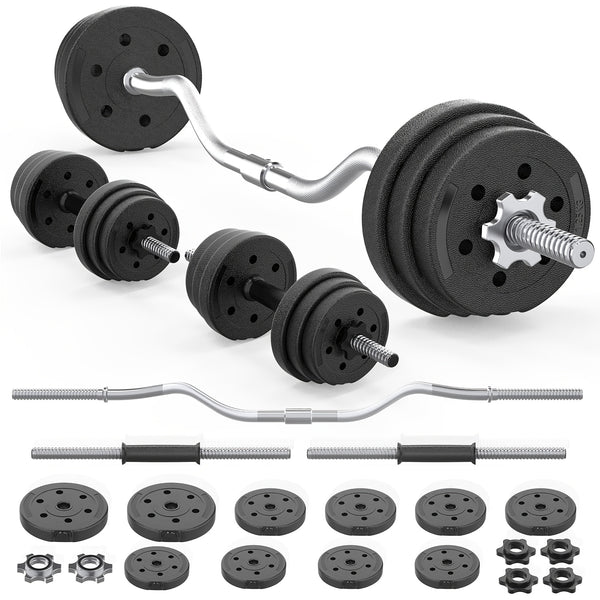 66LB 2-in-1 Adjustable Dumbbell Set - Space-Saving, Versatile, and Ergonomic Design for Whole Body Workouts, Converts to Barbell with Connecting Rod for Strength Training and Fitness Exercises - Compact, Heavy-Duty, and Easy-to-Use Gym