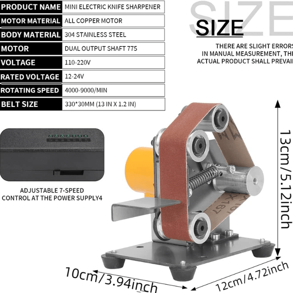 Multifunctional Mini Belt Sander - 7-Speed Adjustable, Plug-Powered, 110-240V, with Case, No Battery Needed - Perfect for DIY Polishing and Grinding
