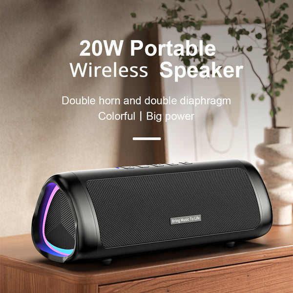 Portable Wireless Speaker with 20W Stereo Sound, Outdoor Speaker Up to 24H Playtime, RGB Lights, TWS Pairing, BT5.3, Wireless Stereo Pairing, Speaker for Home, Outdoors, Travel, Party, Birthday Gift