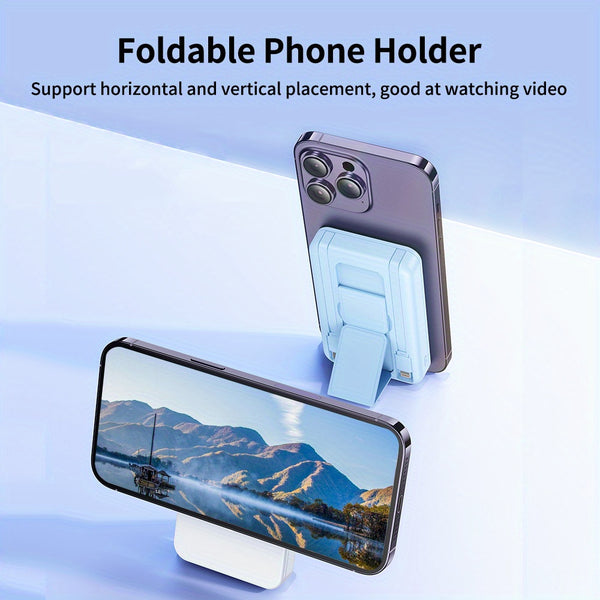 22.5W 20000mAh Foldable Wireless Portable Charger with Mag-Safe Battery Pack, USB-C Cable, LED Display for iPhone 15/ 14/ 13/ 12 Pro/ Pro Max/ Plus/ Mini
