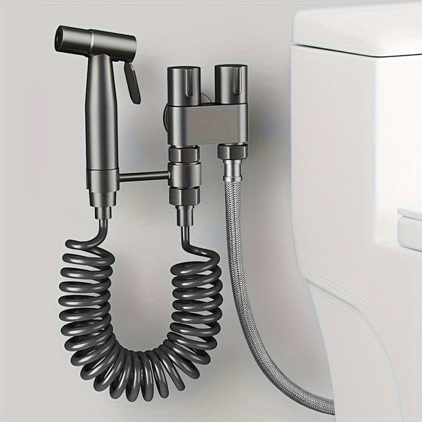 [Popular Choice] Versatile Toilet Spray Gun with Dual Outlet - Stainless Steel, Easy Install, No Battery Needed - Perfect for Women's Washing Machines & Home Cleaning
