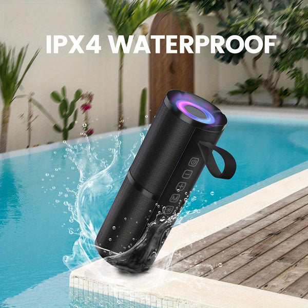 IPX4 Waterproof Outdoor Portable Speaker, Colorful LED Lights, Small Wireless Speaker With Stereo And Wireless 5.1 Dual Speakers, Music Portable Speaker, Essential For Outdoor Cycling, Multiple Color Options, Creative White Elephant Gift