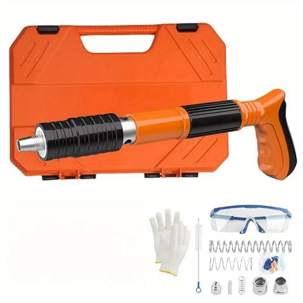 Manual Mini Steel Nail Gun- 5 Speed Adjustable Mini Nail Gun -Concrete Nail Gun Kits- Woodworking and Decoration- Built-in Air Nailer for Red Brick Walls, Concrete Walls (Nail Gun Set)