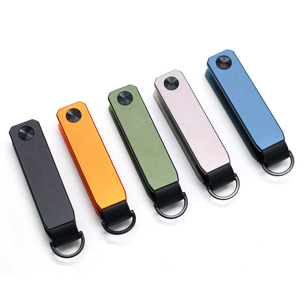 [2-6 Keys Compact Key Holder] Aluminum Alloy Key Organizer for Men - Business Style Compact Key Holder with Anti-Slip Spacers, Non-Woven Metal Keychain for 2-6 Keys - Sturdy & Secure Minimalist Keyholder