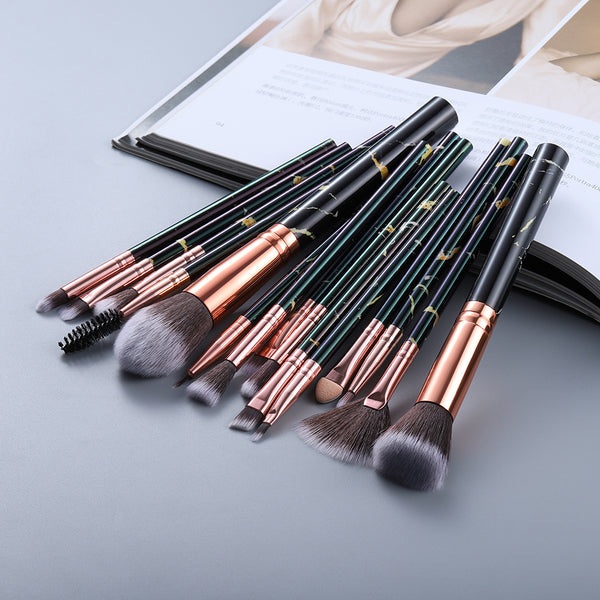 Juego de 15 pinceles de maquillaje con diseño jaspeado