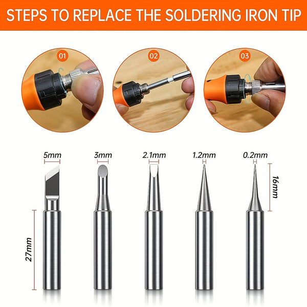 60W Soldering Iron Kit with Ceramic Heater - 12-in-1 Professional Soldering Gun Set, Includes Tips & Accessories, 110V Plug, No Battery Required