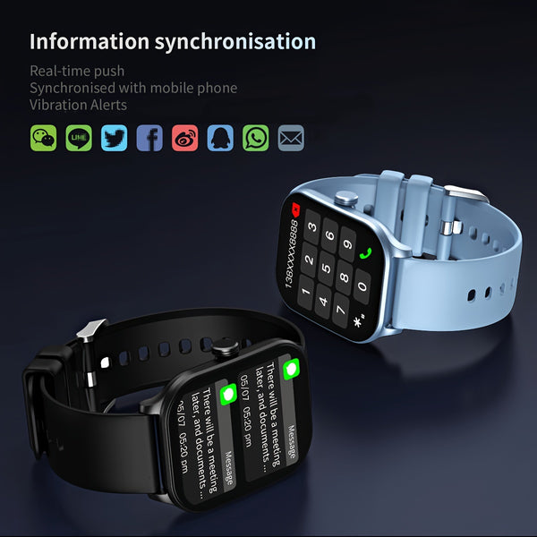 Smartwatch For Android/iOS, Wireless BT5.0 Texting And Calling, With Speaker, 240*296 HD Large Screen, Outdoor Sports Watch, With Music, Voice Assist, Sport Multifunctional, Golf, Pedometer, Calorie, Alarm Clock,