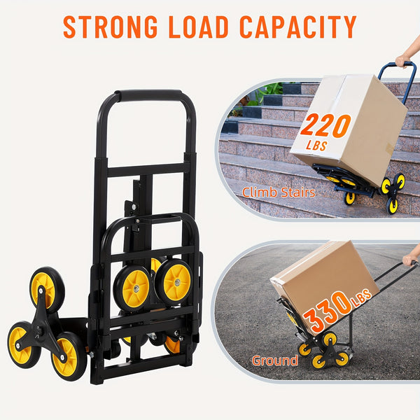 330 lbs Capacity 2-in-1 Heavy Duty Aluminum Hand Truck with Stair Climber and Climbing Cart Function