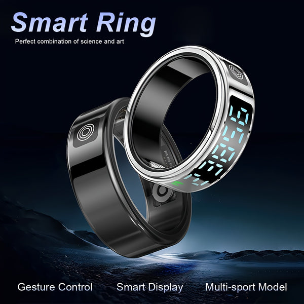 GWENLAND Stainless Steel Smart Ring, IP68 Waterproof, USB Rechargeable Lithium Polymer Battery, Fitness & Sleep Tracker, 100+ Sports Modes, Gesture Control, Smart Display, Compatible with Android & iOS