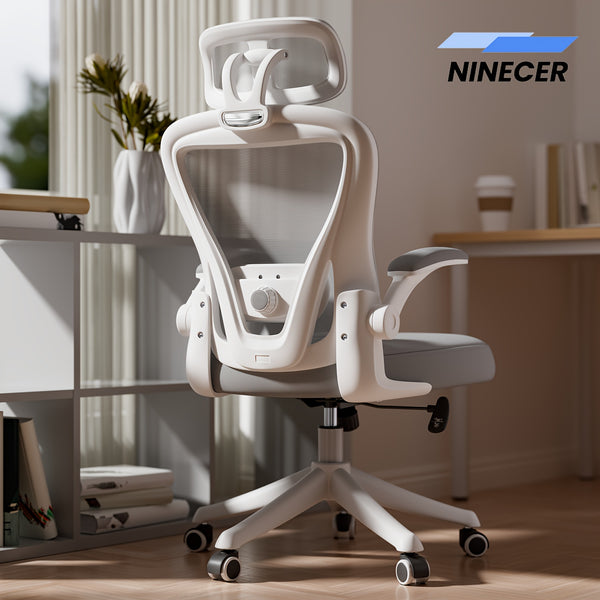 Ergonomic Office Chair M903, High Back Computer Desk Chair with Wheels, Comfy Mesh Office Chair with Adjustable Lumbar Support & Headrest, Grey Swivel Executive Managerial Task Chair