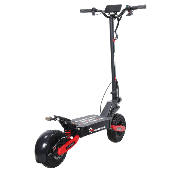 GT06 Foldable Electric Scooter for Adults with Turn Signals - 720W, 20MPH, LED LCD Display, Dual 11" Off-Road Tires, Red/Black, Aluminum Alloy, for Leisure Travel & Commuting on Mountain, Highway, Gravel Roads