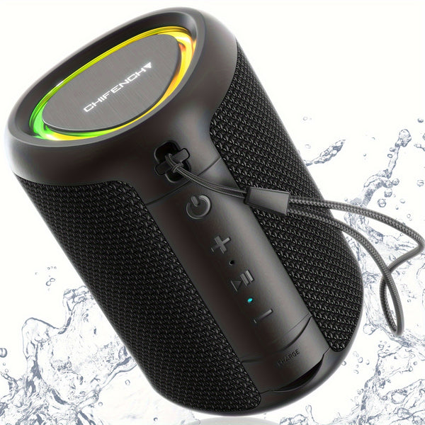 Portable Wireless Speaker with Lights, Powerful Crystal Clear Sound, IPX4 Waterproof, All Day Playtime, AUX&TF-Card Input, BT 5.3, TWS Paring, Small Wireless Speaker for Outdoor, Gift Ideas