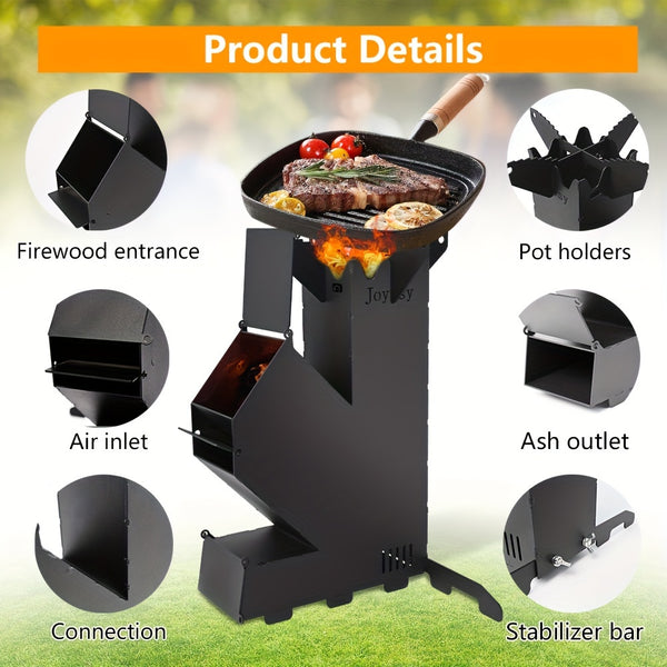 1pc Portable Multi-Functional Rocket Stove - Camping Stoves for Outdoor Cooking, Backpacking, Hiking and Emergency Preparedness - Compact, Lightweight, Durable, Windproof and Fuel Efficient