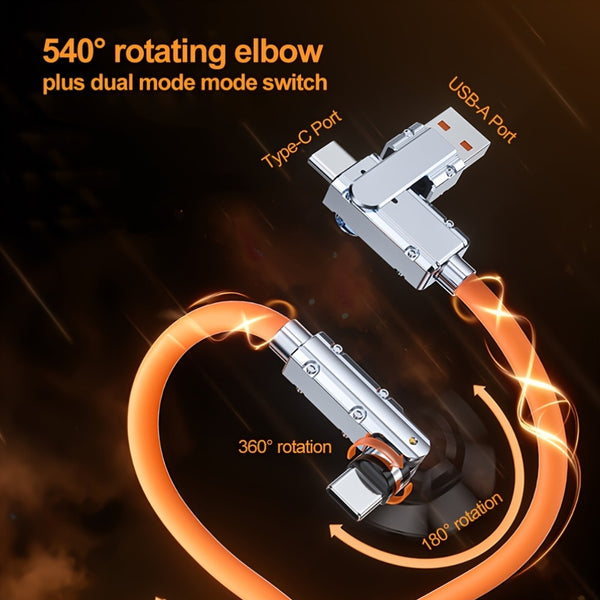 1 2-in-1 Multifunctional 60W Data Cable, USB Type C Interface Data Cable, Charging Head Can Rotate Freely, 360 Degrees+180 Degrees Rotation. Fast Charging Data Cable That Can Be Used For Mobile Phones And Tablets.