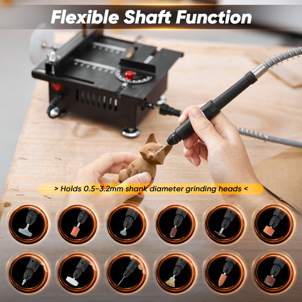 Saker Mini Table Saw, Multi-functional Portable Adjustable, Cutting, Sanding, Engraving, Drilling, All-in-One Machine, Precision Handmade Table Saw, 7 Levels Of Speed Adjustment