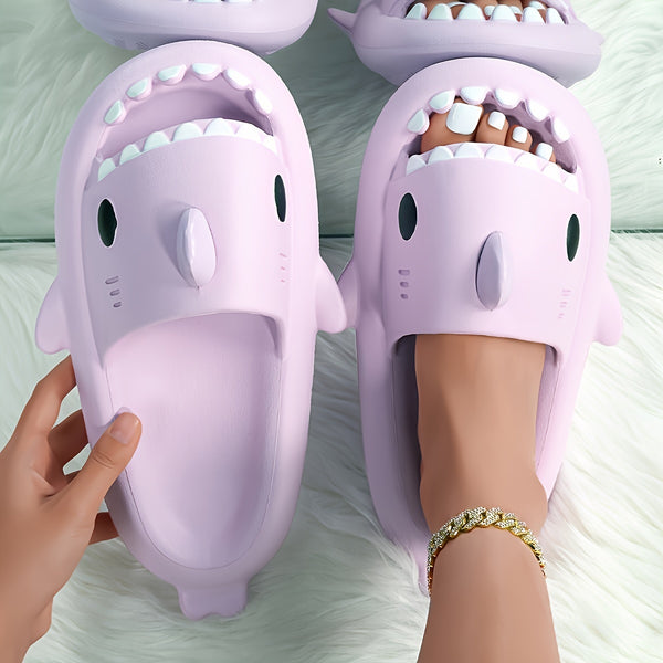 [Popular Choice] Women's Quick-Drying Shark Slippers, Novelty Open Toe Slide Sandals with Anti-Slip Sole, Cushioned Thick EVA Material, Perfect for Beach, Pool, and Indoor & Outdoor Sports