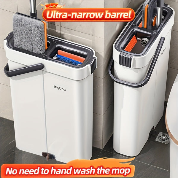 15.74in/12.99in New Upgraded Hand-free Mop And Cleaning Bucket Set, 1 Large Flat Mop for Floor Mopping And 1 Bucket with 6 Reusable Machine Washable Replacement Cloths, Suitable for Indoor, Outdoor Floor, Wall, Car Cleaning, Christmas/New Year Gift!