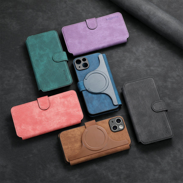 Funda de teléfono con separación magnética Magsafe Funda de cuero con tapa magnética resistente