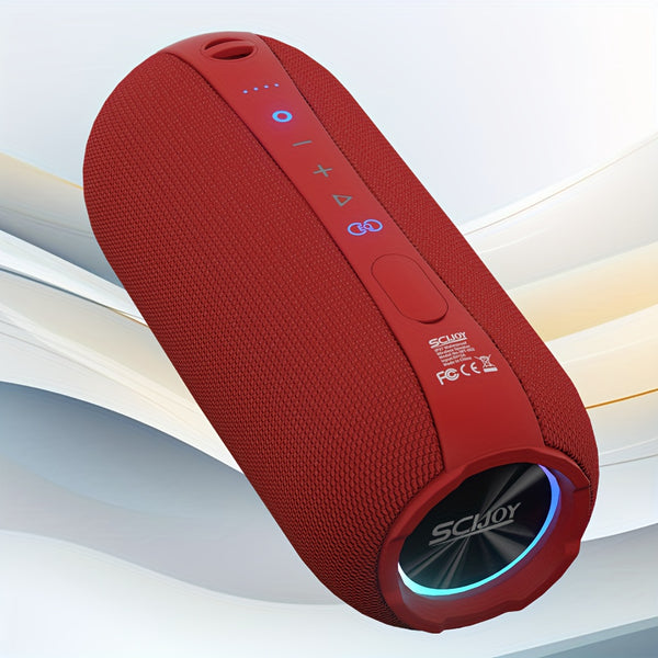 SCIJOY Wireless Speaker, Portable Outdoor Speaker Waterproof Loud, 2 EQ, Deep Bass, 360° Stereo Sound With Dual Voice, 40W Party Shower Speaker, Connect With Mobile Phone/Tablet/TV, With Type-C Charging Cable And Auxiliary Cable, Red