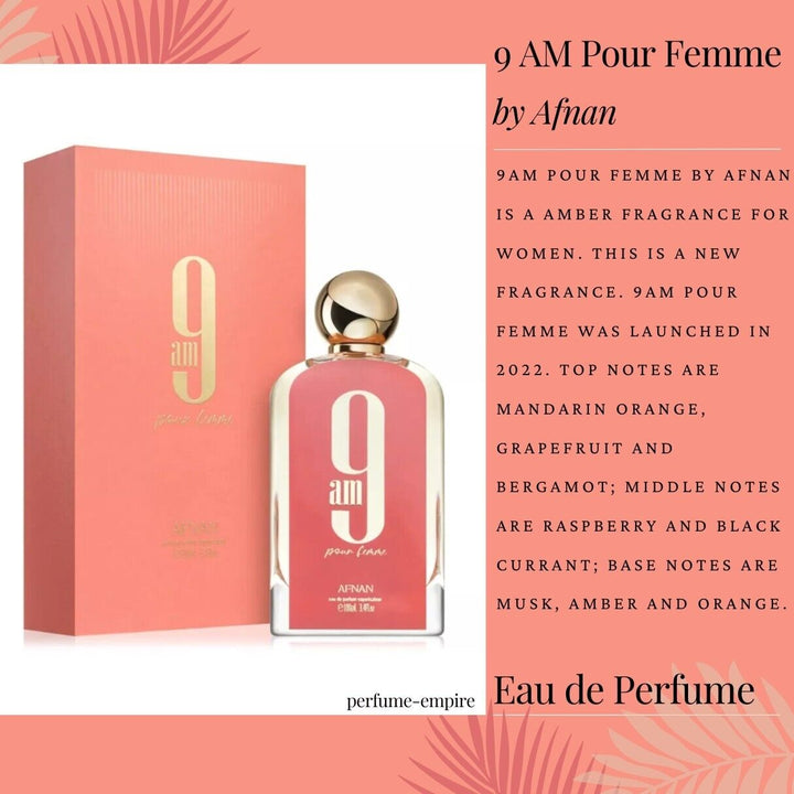 9 AM Pour Femme by Afnan Perfume EDP 3.3 / 3.4 Oz New in Box