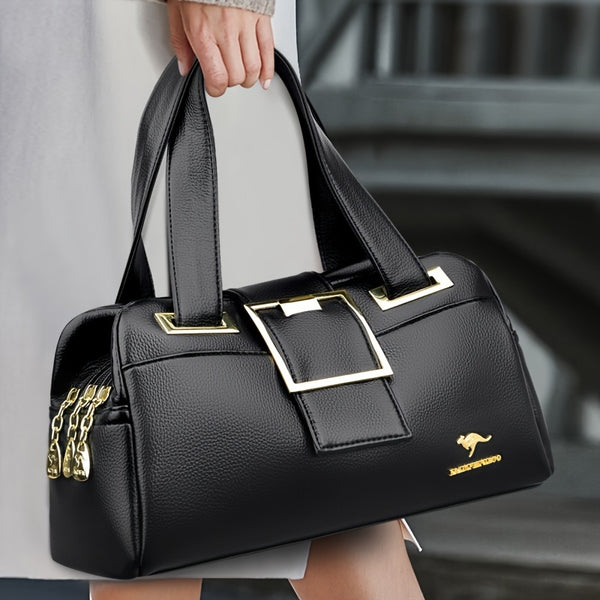 Women's Fashion Tote Bag 2024, Large Capacity Handbag, Versatile Crossbody Purse, PU Leather, Solid Color, Red/Black/Blue, Zip Closure, Detachable Shoulder Strap, Polyester Lining, No Print, Oil-Edged, Anti-Theft