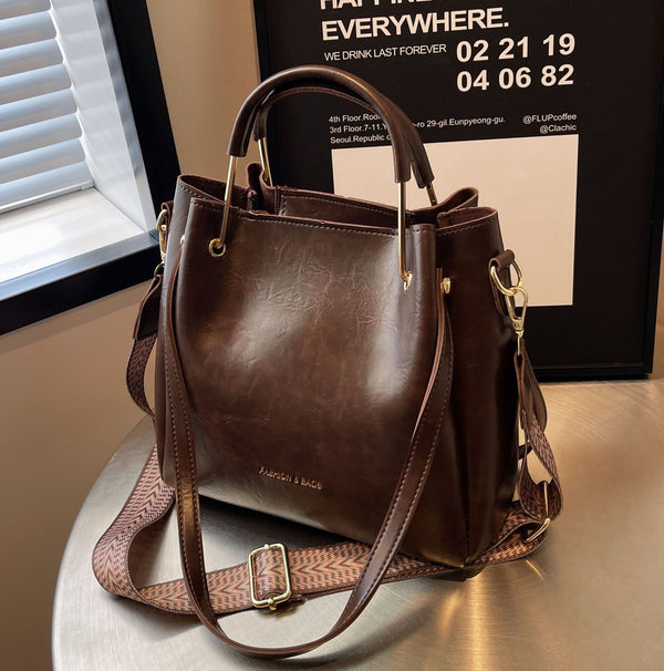 Bolso de mano retro de gran capacidad, estilo informal, tipo bandolera