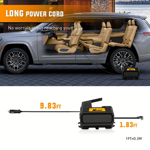 For 12V DC Car Tires With Digital Pressure Gauge 150PSI Auto Tire Pump With LED Light Tire Inflator Air Compressor Portable Air Pump For Cars ATVs Bicycles Nilight
