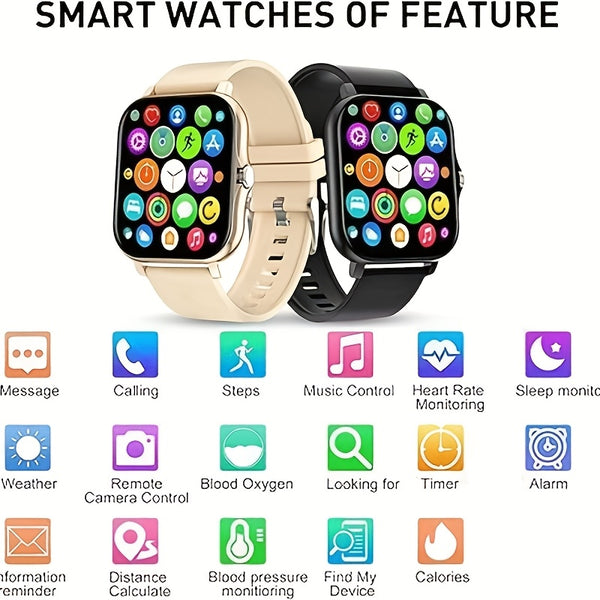 Versatile Smartwatch with Multiple Sports Modes, 24-Hour Health & Sleep Tracking, Weather Updates, Remote Camera Control, Wireless Music & Calls -