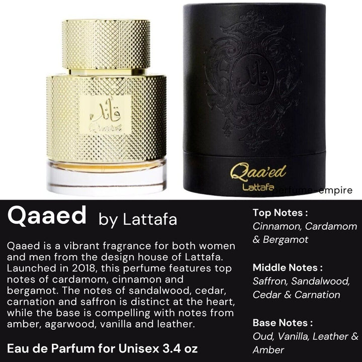 Qaaed by Lattafa Perfume for Unisex EDP 3.3 / 3.4 Oz New in Box