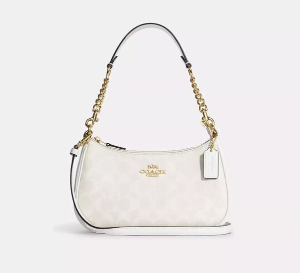 NWT Coach Teri Shoulder Bag In Signature Canvas Glacierwhite CA548 US SHIPPING