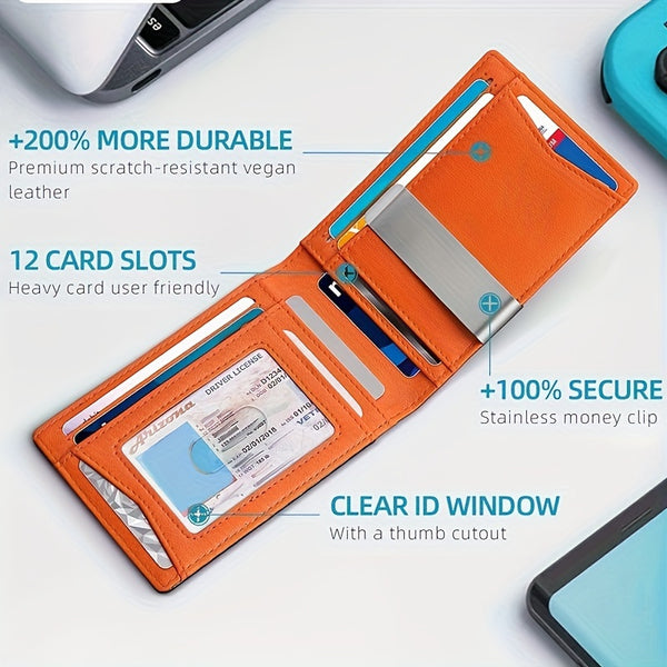 1 PC Men's RFID Blocking Slim Wallet with Money Clip, Multi-Card Bifold Card Holder, Ideal Gift for Men