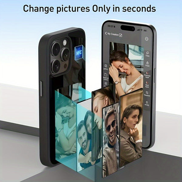 Smart Ink Screen Phone Case For IPhone 15 Pro Max Customizable E-Ink Screen DIY Images Long-Lasting Display Fast Transmission - Black Drop-Proof Ink Screen Phone Case