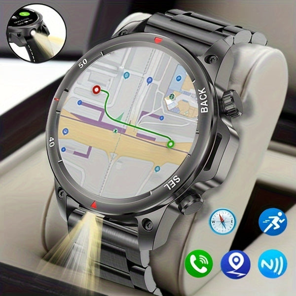 2024 High-Definition GPS Smart Watch for Men - LED Illuminated 360*360 HD Screen, AI Voice Assistant, Wireless Calling, NFC, Compass, Sport Fitness Tracker - Perfect Father's Day Gift or Stylish Accessory