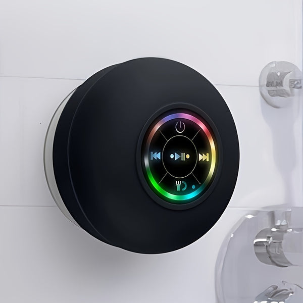 Exclusive US Design Patent LED Shower Speaker with Suction Grip: USB Charging, 400mAh Battery, Button Control, IPX-4 Waterproof, Suitable for PC, Music Player, Smartphones & Tablets