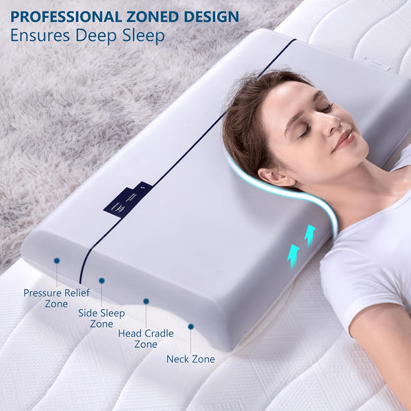 Memory Foam Pillows, Cervical Neck Pillow for Neck Pain Relief, Soft and Cooling for Back Side Sleeper Pillow with Two-Sided Reversible, Fits The Face Perfectly, Home Bed Pillows