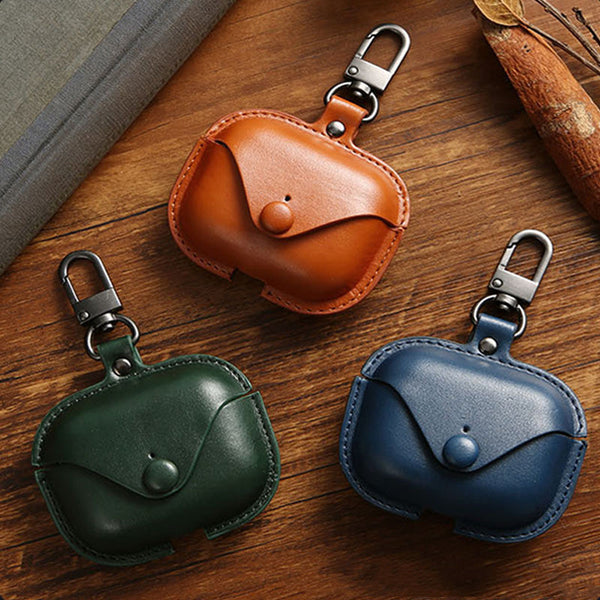 Estuche de cuero para auriculares Bluetooth de color sólido de moda