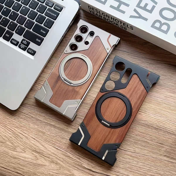 Walnut Wood Golden Series Is Suitable For Samsung S22 Ultra, A Large Hole Phone Case Suitable For Samsung S24 Ultra Phone Case, S23 Ultra Golden Series Borderless Phone Case.