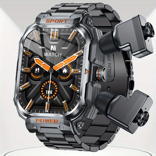 The 2024 New 2.01-inch Full Touch HD Screen Golden Belongs To The Golden Body, TWS Sports Earbuds + Outdoor IP67 Waterproof Smartwatch Two-in-one, Supporting Customizable Dials, Multiple Sports Data Tracking, Message Notifications, Sleep Tracking,