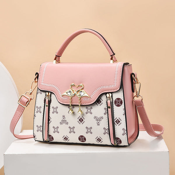Bolso de hombro cuadrado pequeño portátil con estampado de moda para mujer