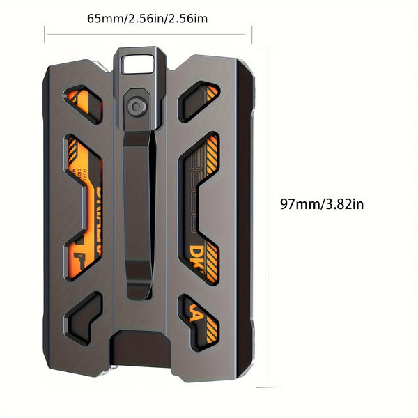 Sleek Black Aluminum ID Badge Holder with 4 Card Slots - Durable Metal Wallet for Office Workers & Outdoor Use