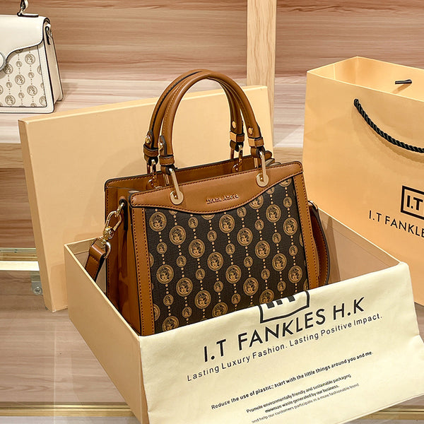 2024 New Trendy Niche High-end Genuine Leather Handbags for Women, Large Capacity One-Shoulder Cross-Body Tote Bag for Autumn and Winter