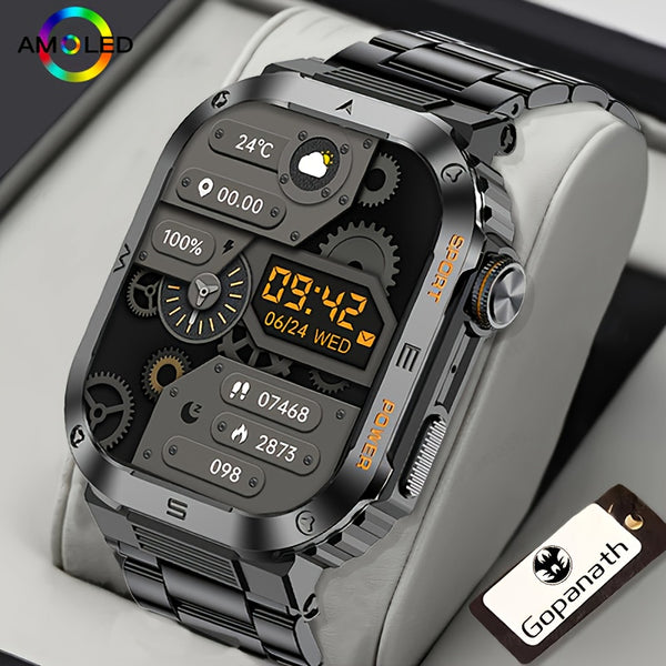 [Popular Choice] Gopanath Men's Smartwatch - Wireless Calling, AI Voice Assistant, IP68 Waterproof, Sports Tracker for Android & for iPhone, 2024, Motion Track