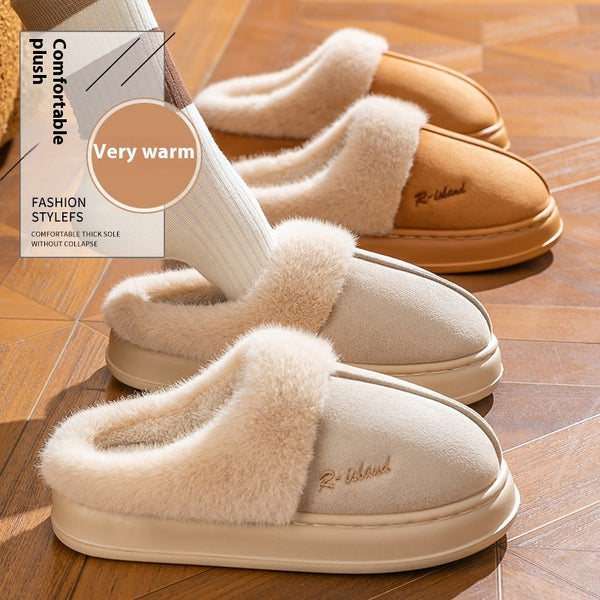 Pantuflas de algodón para mujer, cálidas, con suela gruesa y antideslizantes, de algodón