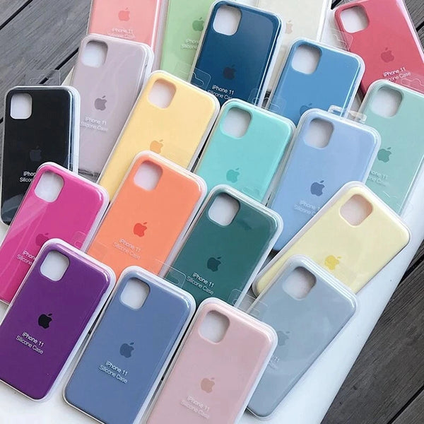 Original Liquid Silicone Phone Case for iPhone 16 15 14 13 12 11 Pro Max Apple Cases for iPhone 11 13 15 16 Plus Full Logo Cover